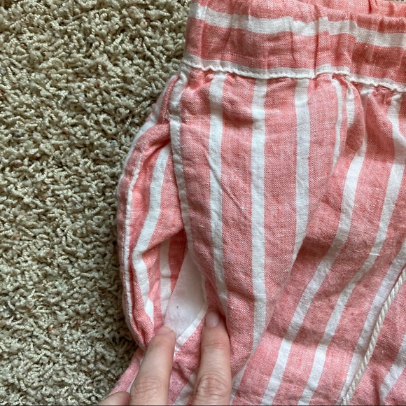 C&C California 100% Linen Wide Leg High Rise Cropped Pants Capris - Picture 6 of 7